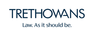 Trethowans Solicitor logo in navy blue, sans serif font